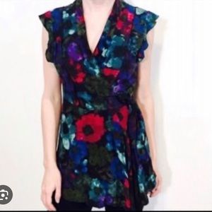 Anthropologie fei silk floral wrap top